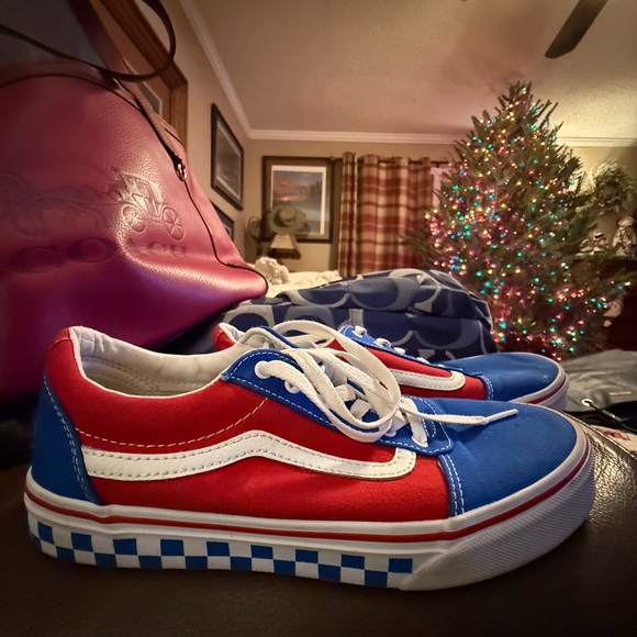 Vans Off the Wall Sk8 Boys Red, White and Blue Sneakers - Picture 2 of 4